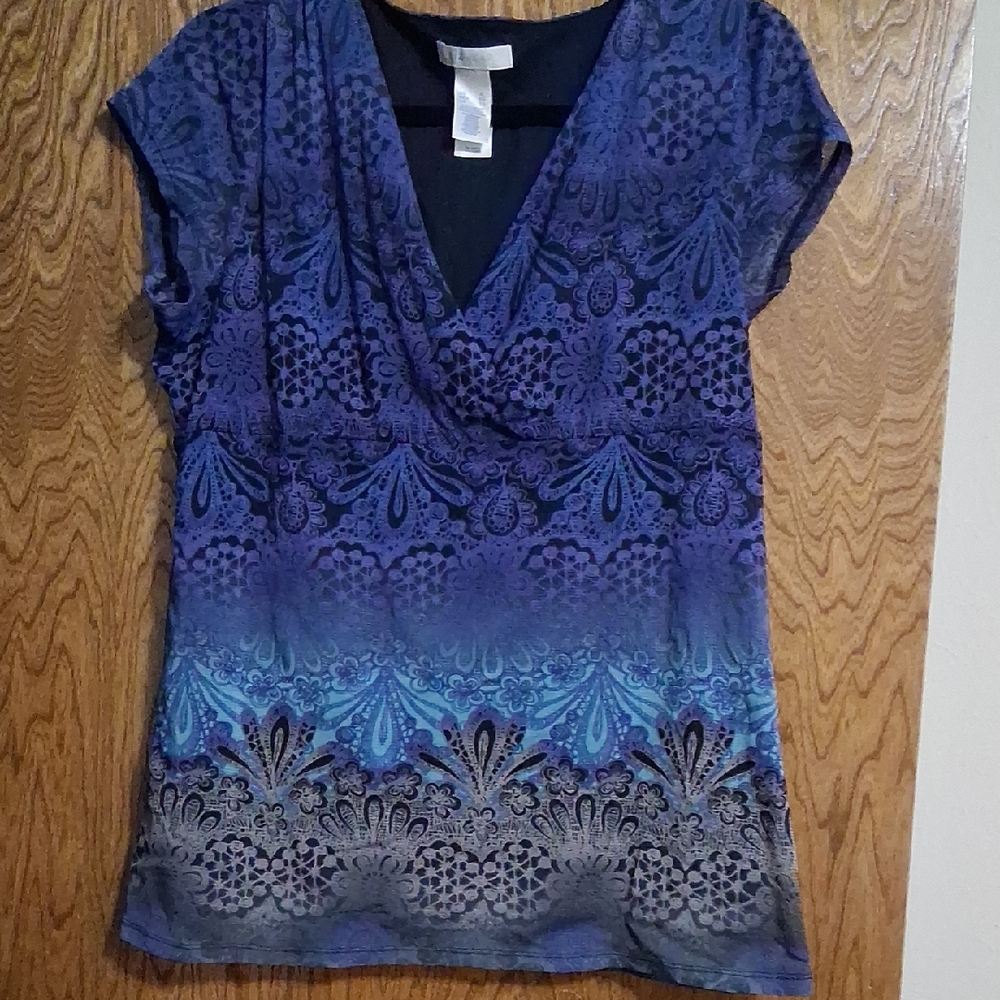 Elegant Blue Patterned Women's Top